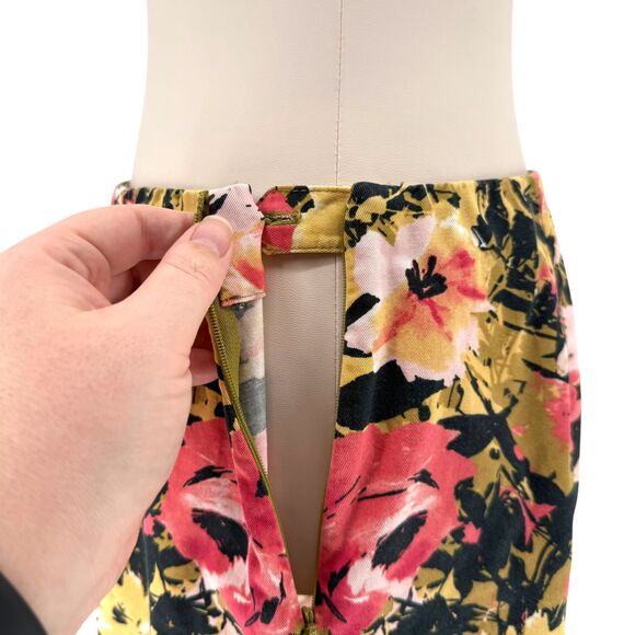 J. Jill Pencil Skirt 6 PETITE Bold Floral Abstract Print Cotton Stretch Side Zip - Picture 10 of 16